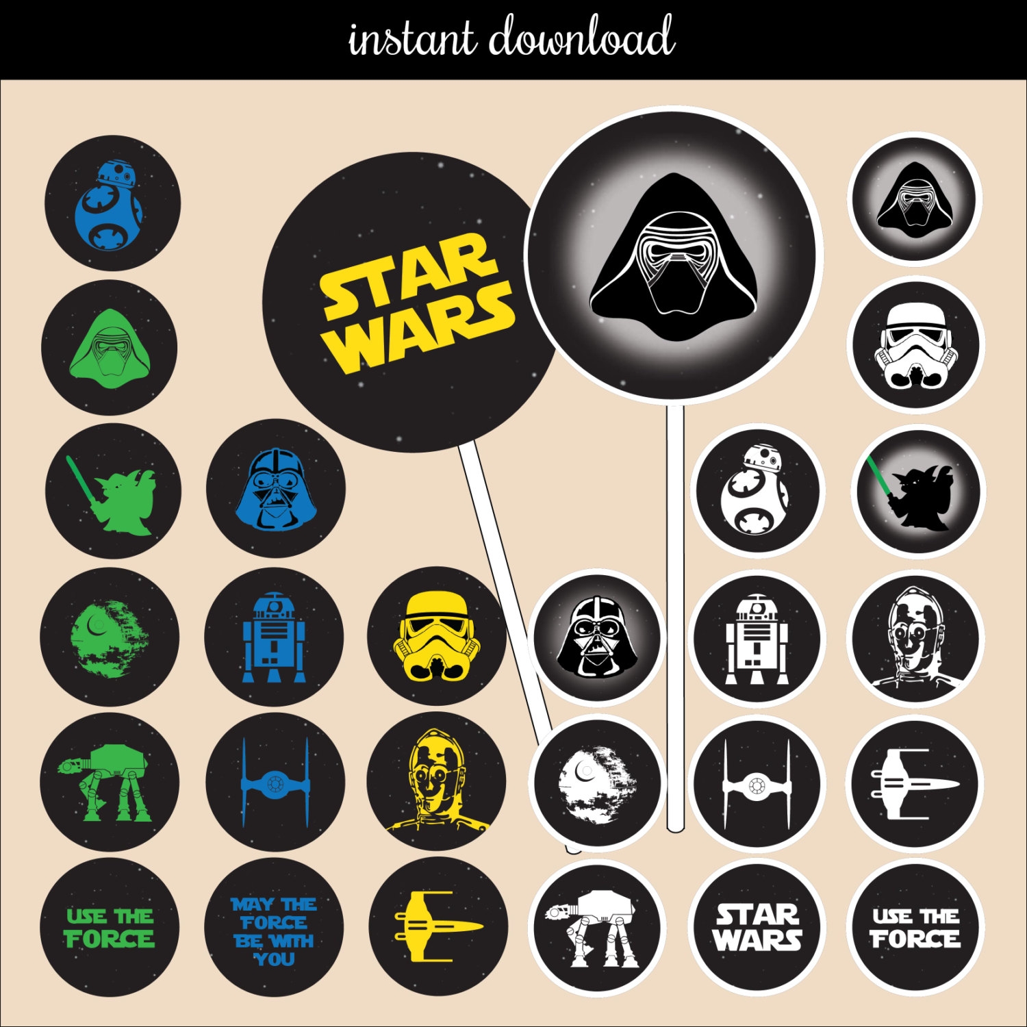 Star Wars Cupcake Topper Instant Download Etsy