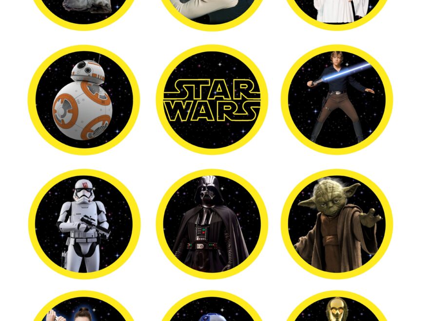 Star Wars Cupcake Toppers Instant Download Birthday Party Darth Vader Baby Yoda Set Of 12 Party Favor Tag Digital Printable Stickers Etsy Ireland