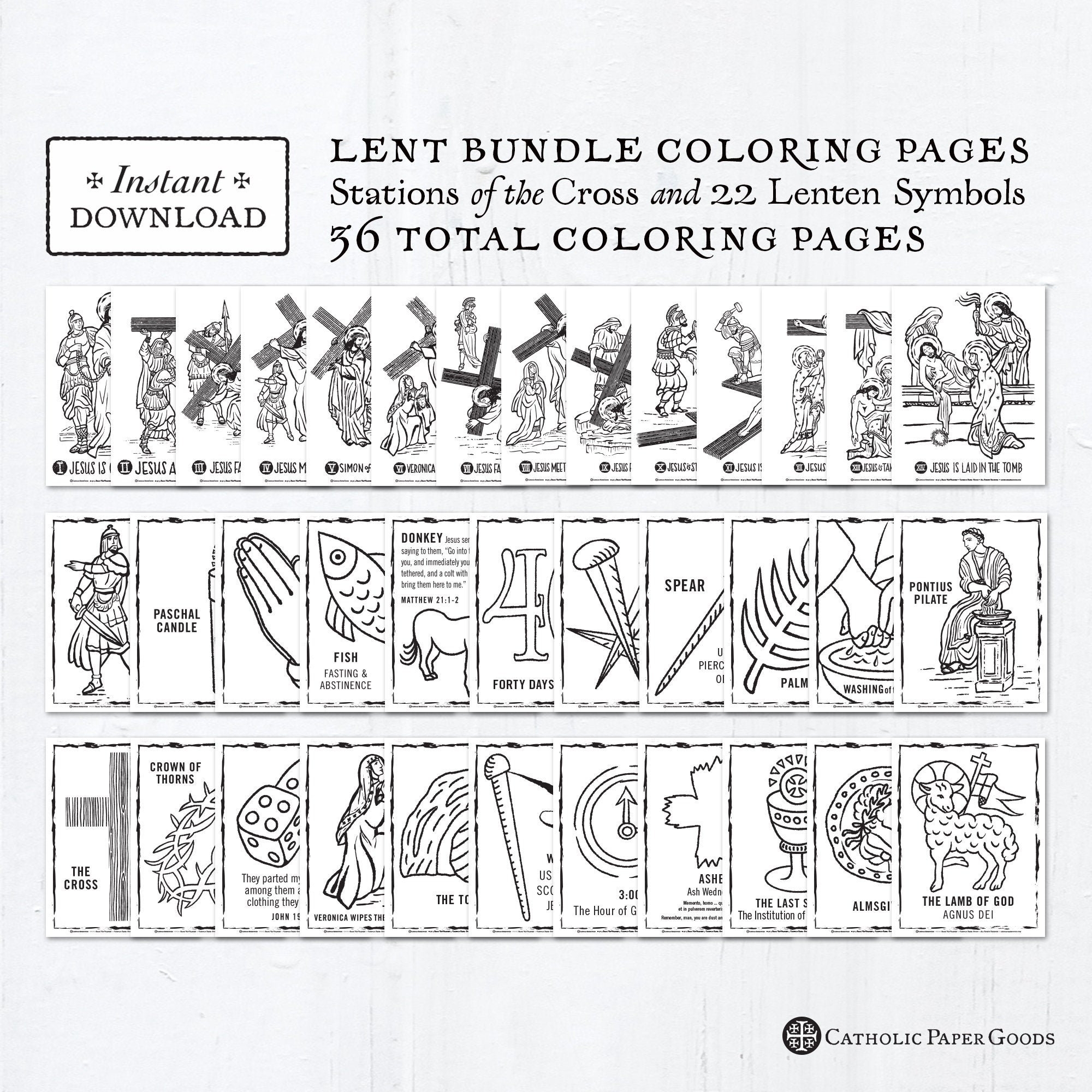 Stations Of The Cross Coloring Pages AND Lent Symbols Coloring Pages Bundle Of 36 Lent Activity For Kids Printable Lent Coloring Pages Etsy Canada