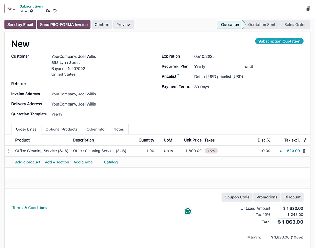 Subscriptions Odoo 18 0 Documentation