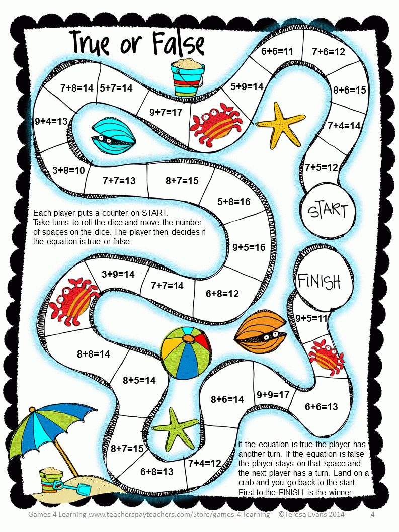 Printable Math Games 6Th Grade
