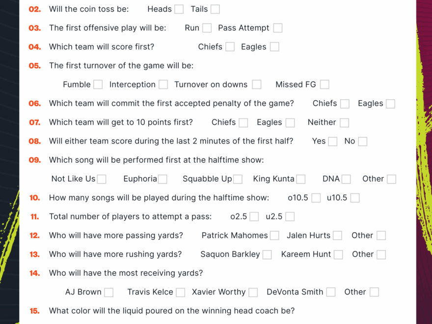 Super Bowl Prop Bet Sheet 2025 The Results Are In For Our Printable Prop Sheet