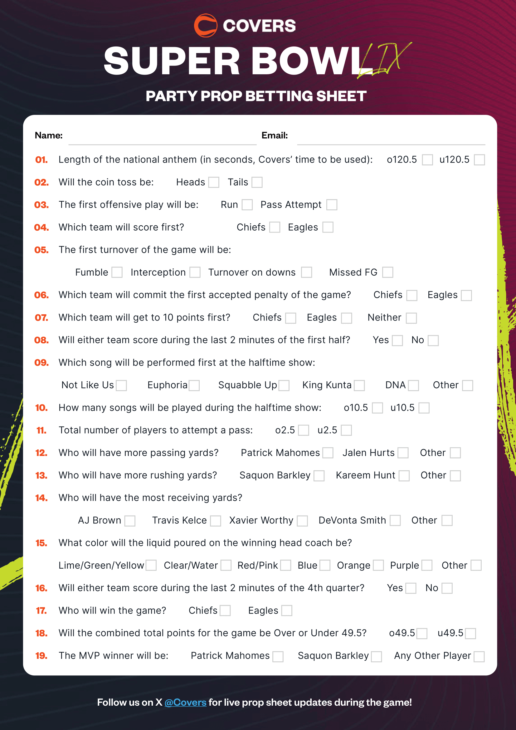 Super Bowl Prop Bet Sheet 2025 The Results Are In For Our Printable Prop Sheet