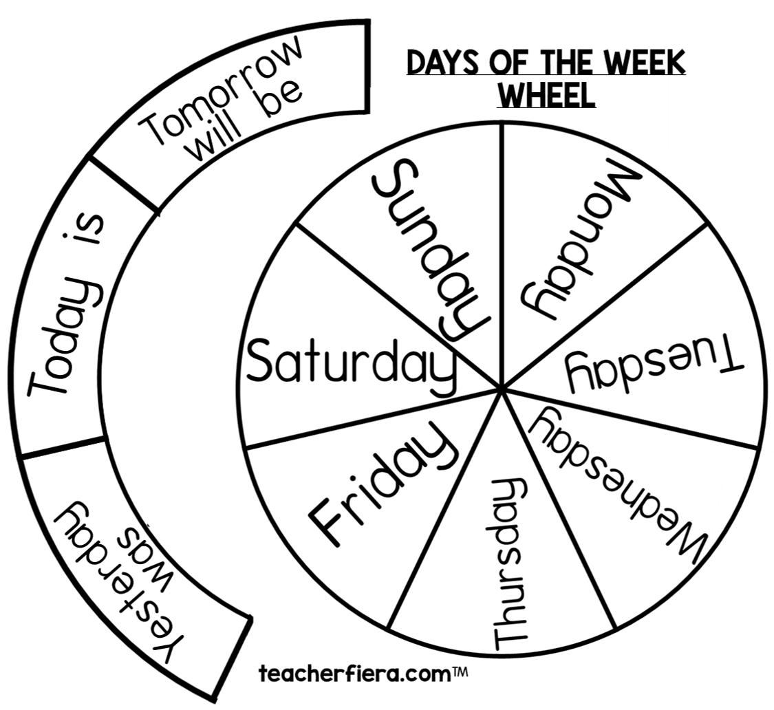 Teacherfiera YEAR 2 2019 UNIT 5 DAYS OF THE WEEK WHEEL WORKSHEET VIDEO ON HOW TO USE THE MATERIALS IS ALSO INCLUDED 