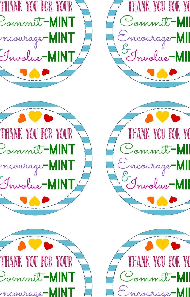 Thank You For Your Commitment Gift Tag Boss Mint Gift Tag Volunteer Mint Gift Mint Favors Gratitude Printable Mint Gift Tags From Boss