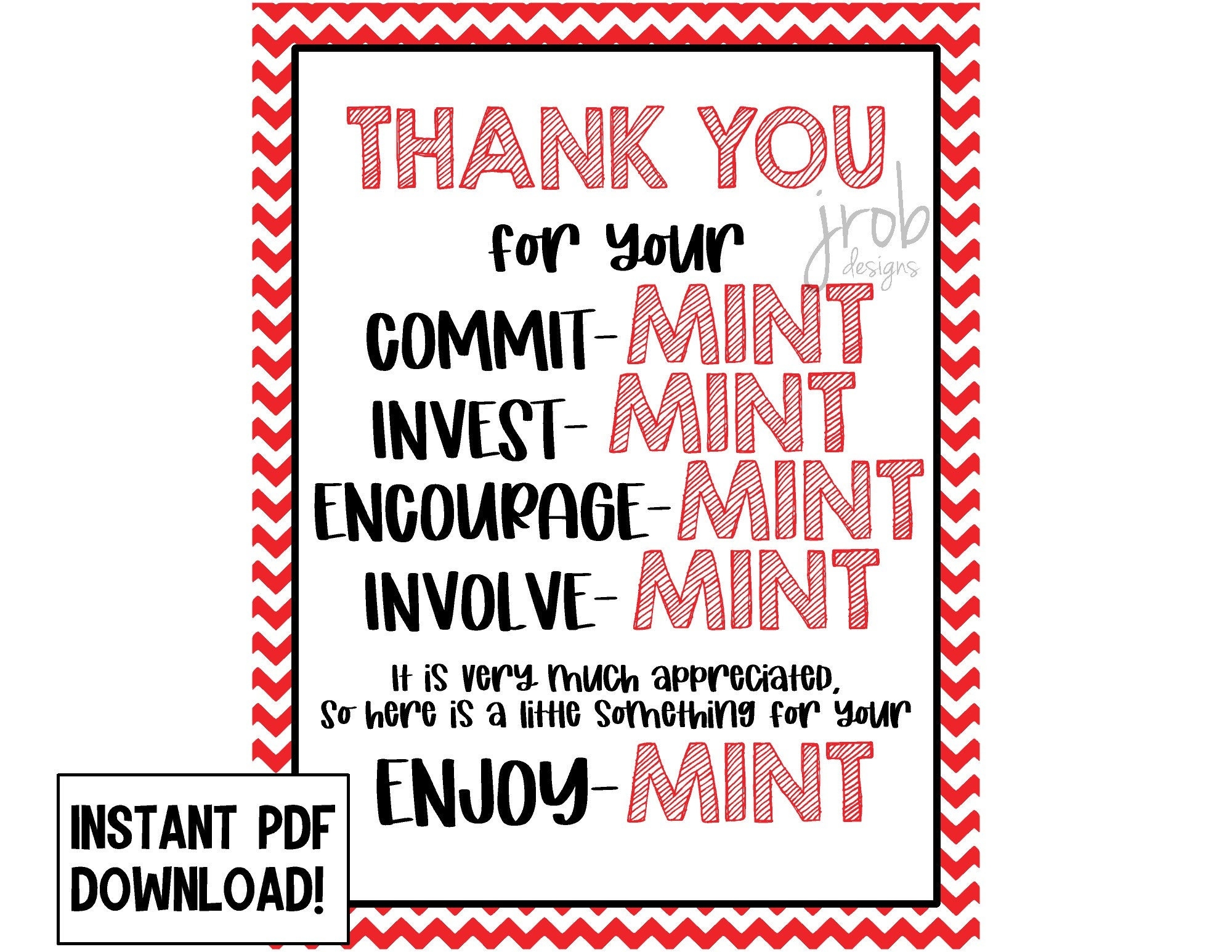 Thank You Mint Printable Etsy