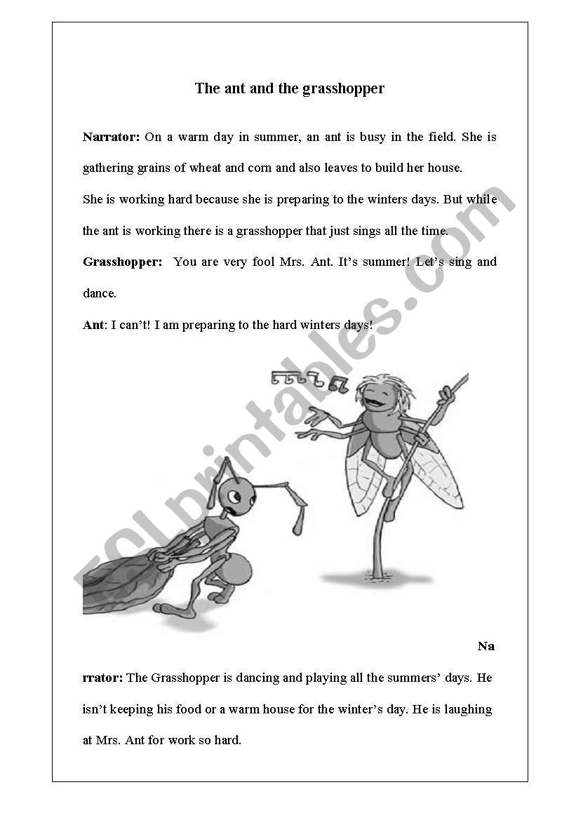 The Ant And The Grasshopper Story Printable