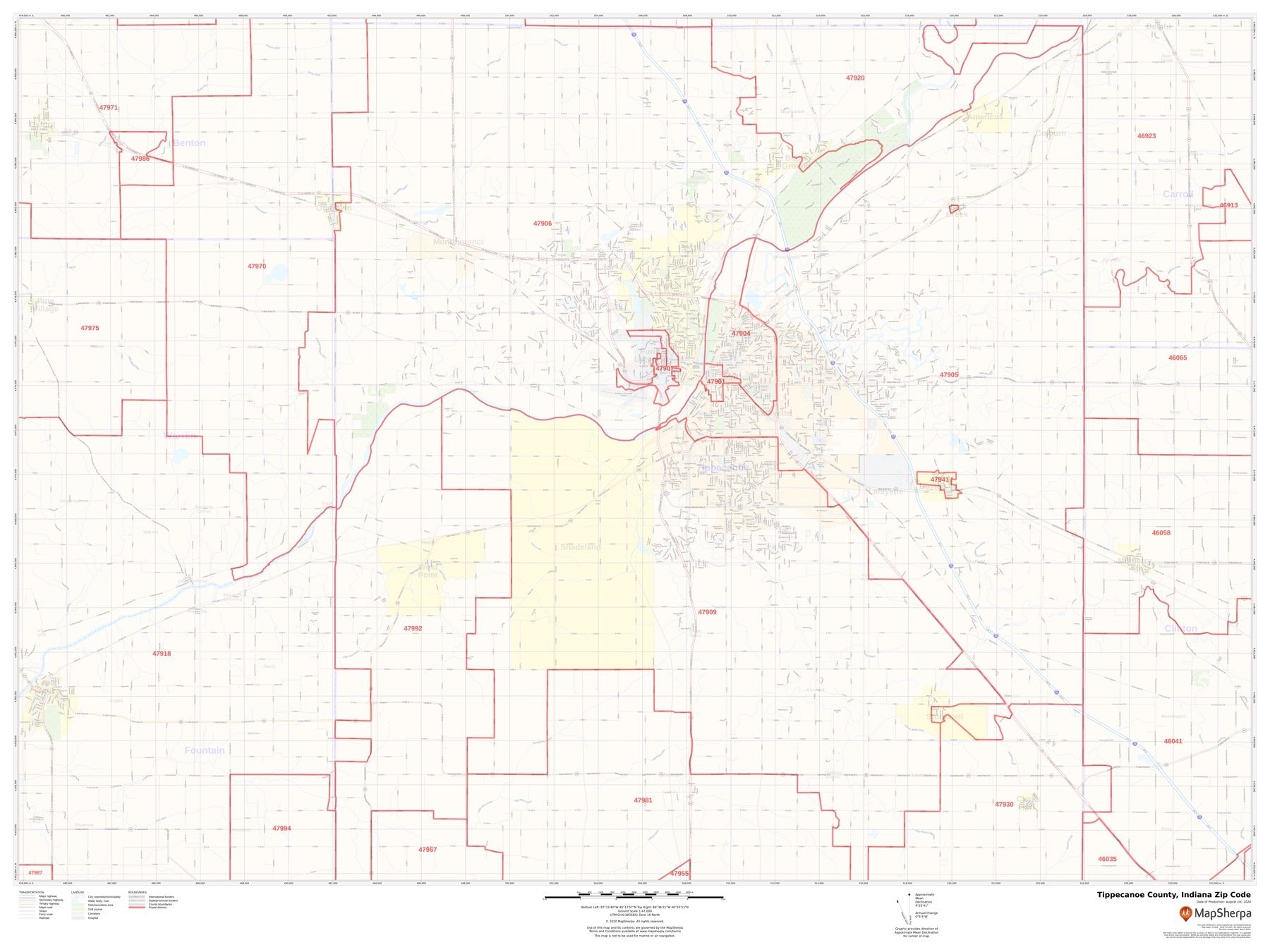 Tippecanoe County ZIP Code Map Tippecanoe County ZIP Codes
