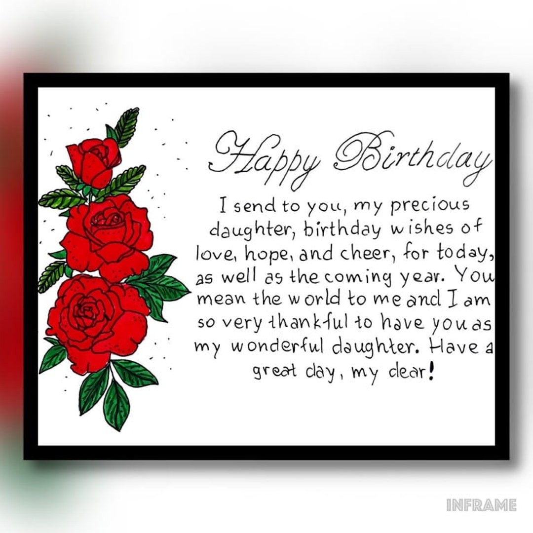 To My Daughter Birthday Card Printable Daughter Birthday Card Print Birthday Wishes For Daughter Digital Download Etsy