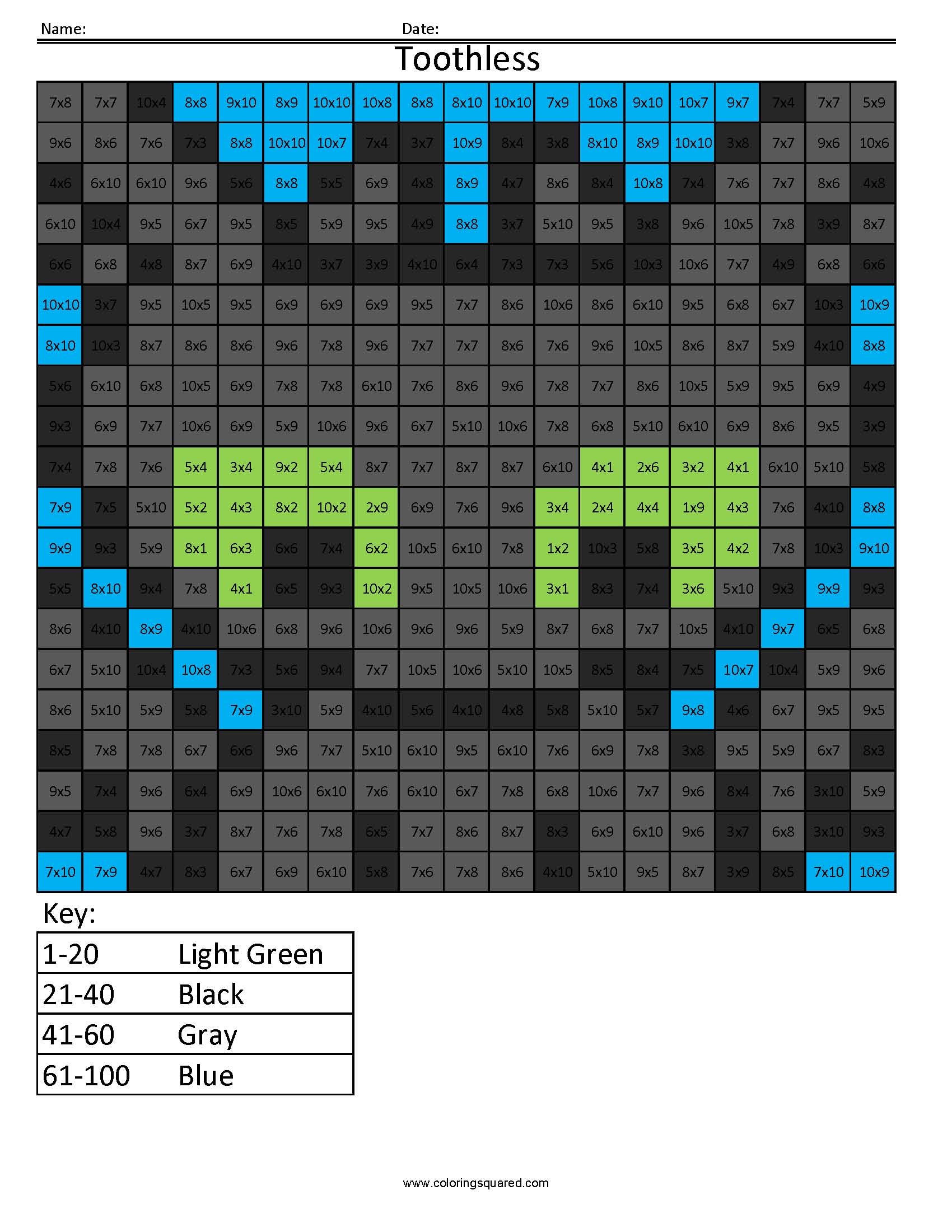 Free Printable Math Dragon Game