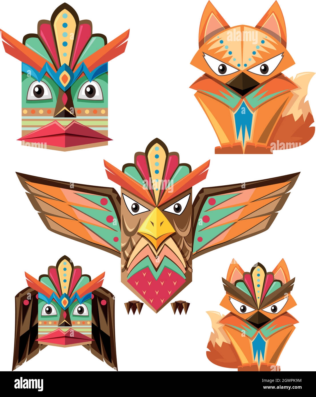 Totem Animals Cut Out Stock Images Pictures Alamy