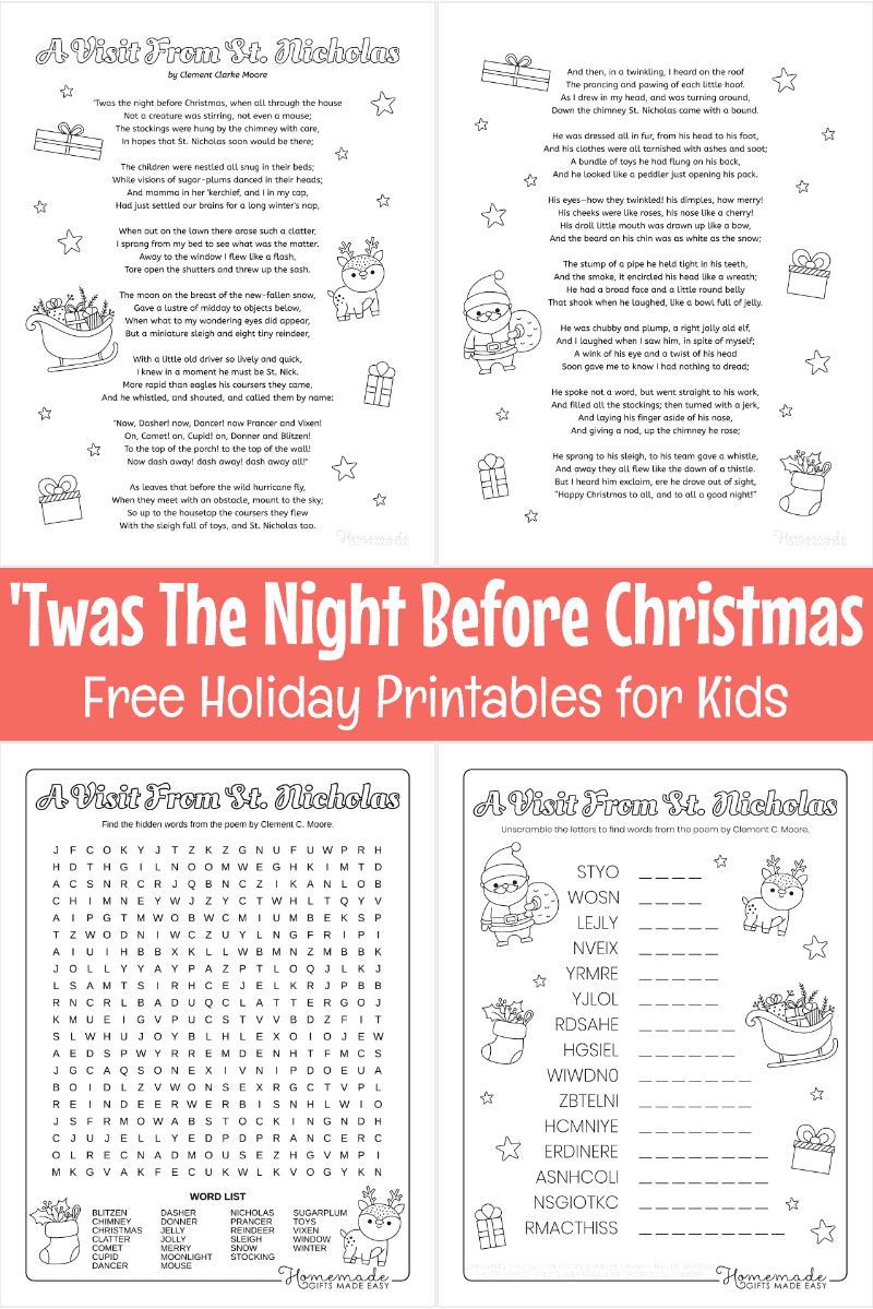 Twas The Night Before Christmas Words Printable