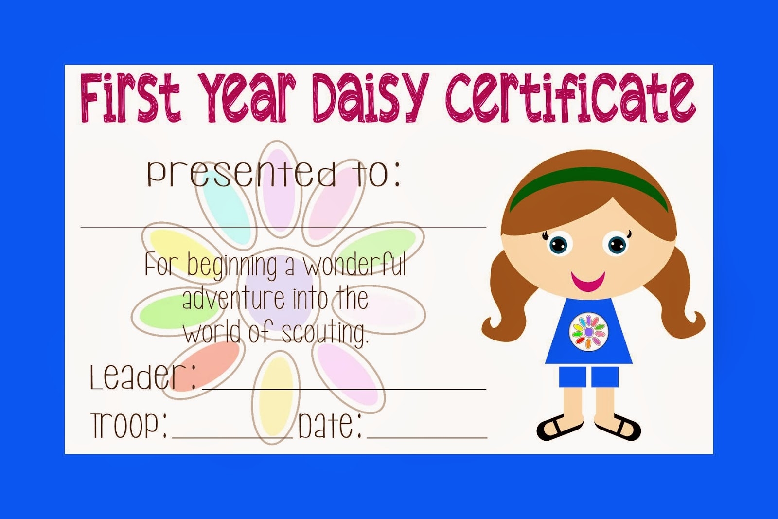 Two Magical Moms Girl Scout Daisy Certificate