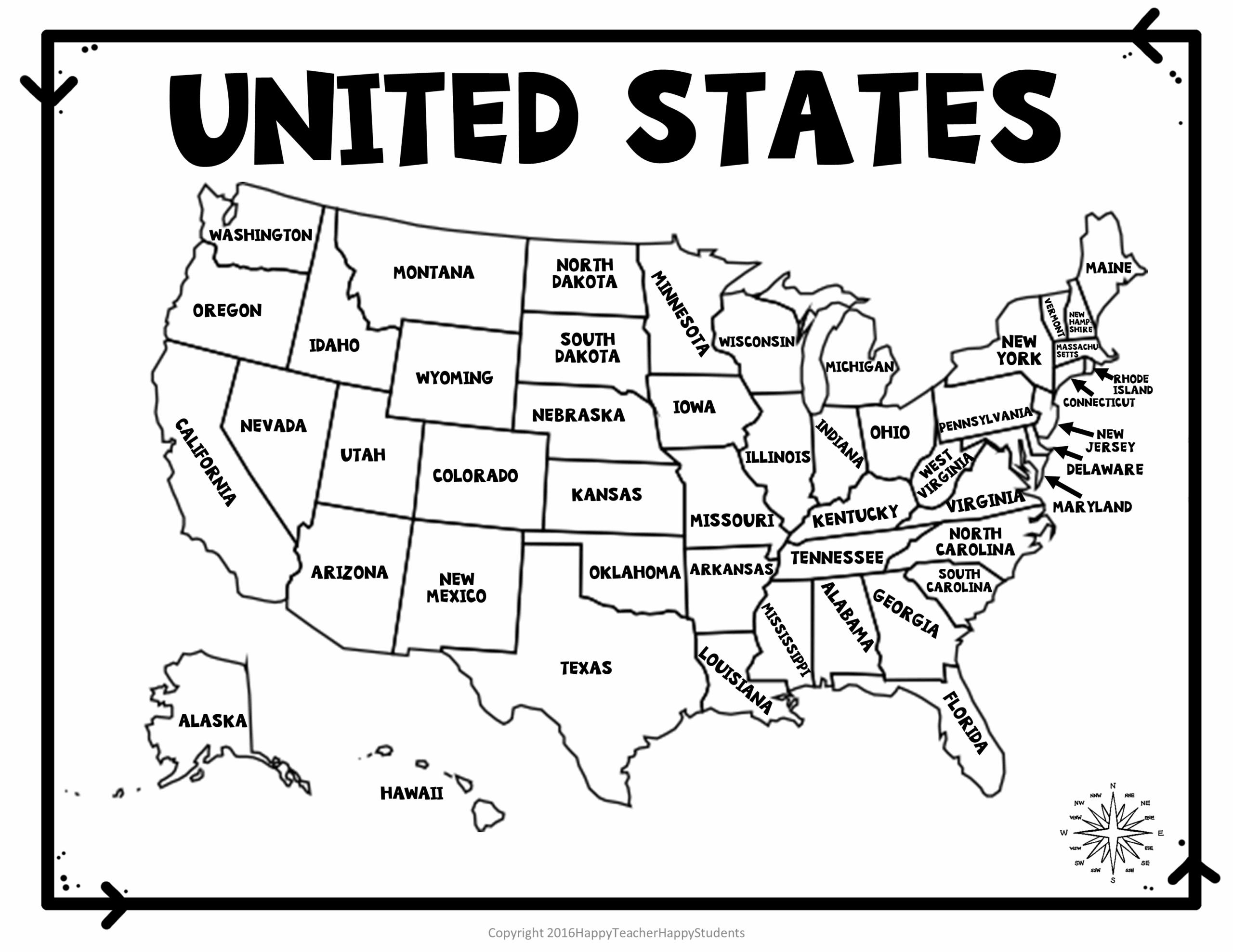 Best Labeled Printable Map Of Us