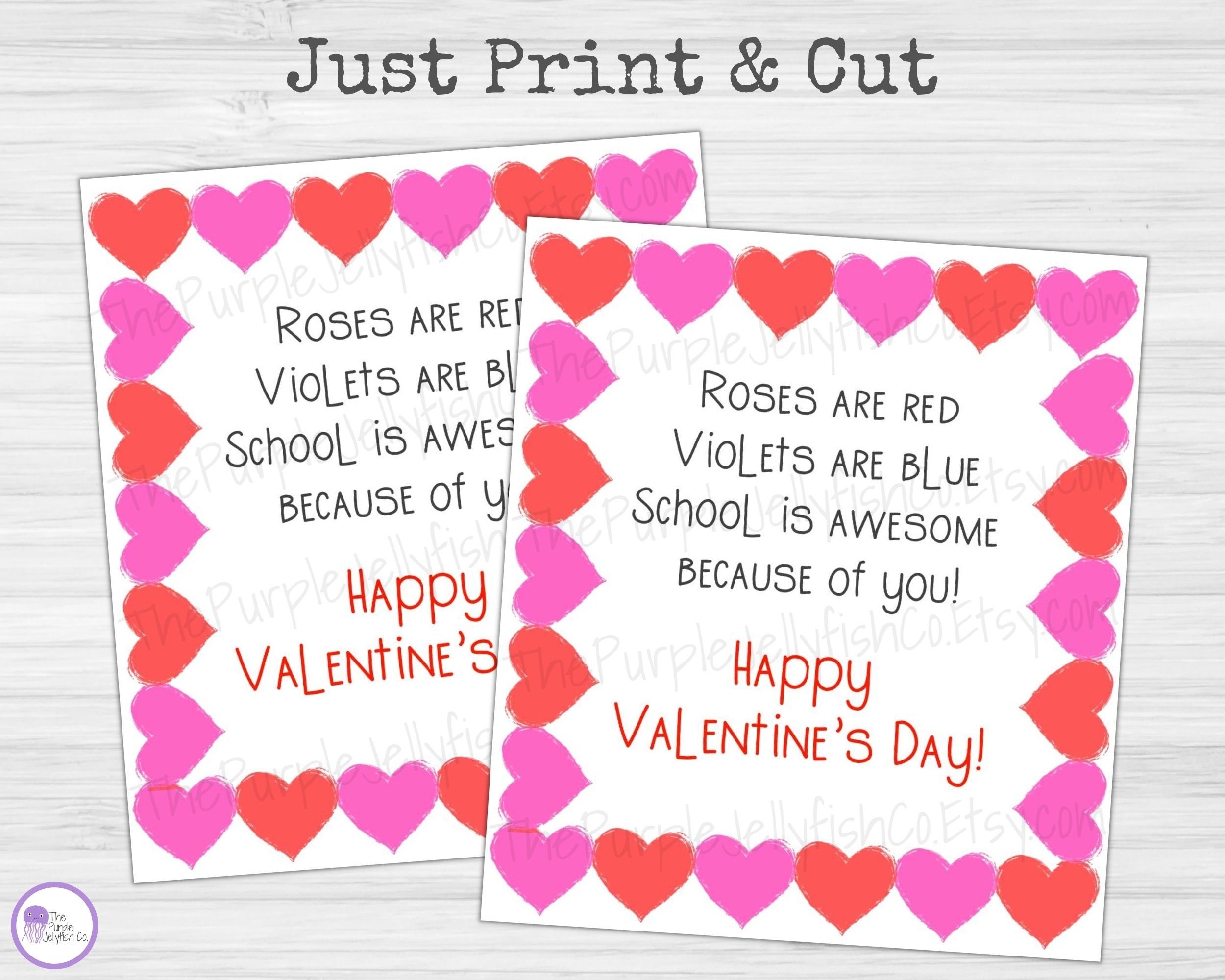 Valentines From Teacher To Student Valentines Cards Printable Valentine For School Staff Valentines Day Tags Valentines From Principal Etsy