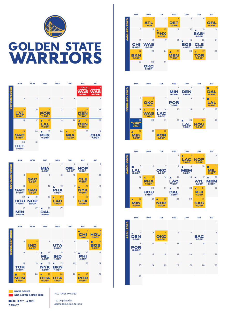 Warriors PR P X Golden State Warriors 2022 23 Regular Season Schedule Https t co r3xnDILHWU X