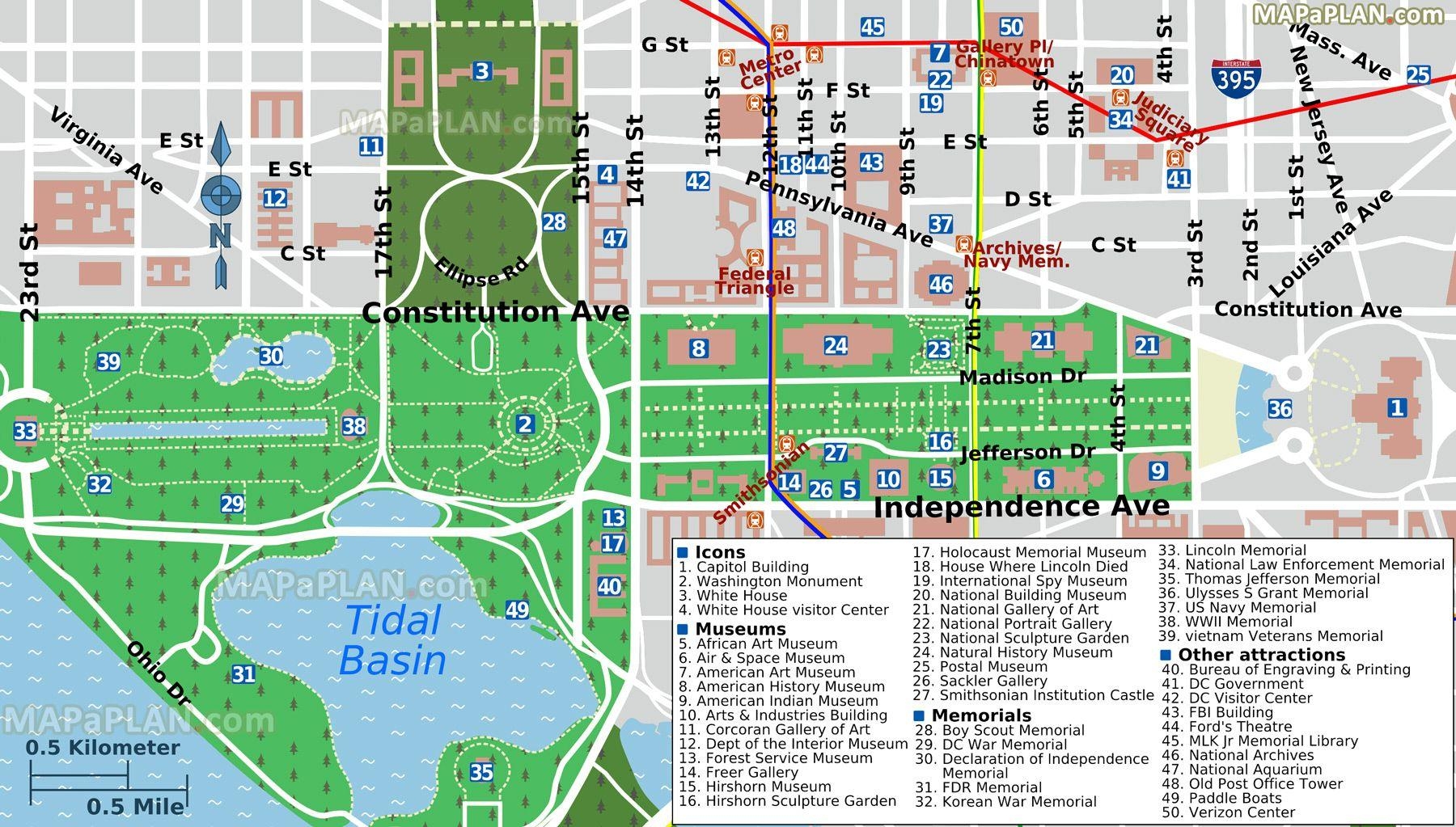 Tourist Map Of Washington Dc Printable