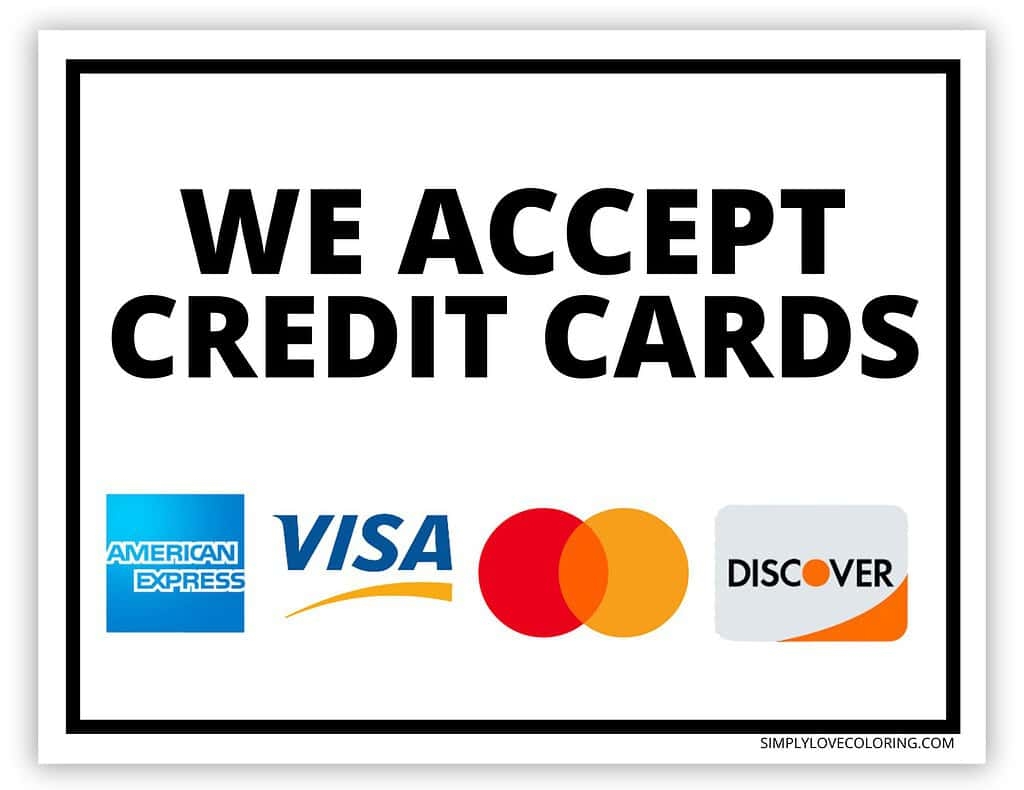 We Accept Credit Cards Printable Sign Free PDF Download Simply Love Coloring
