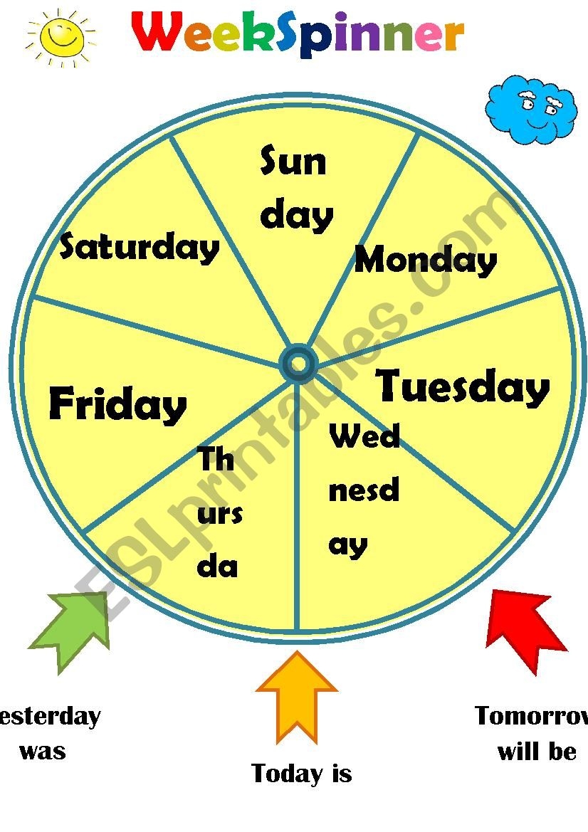 Days Of The Week Wheel Printable