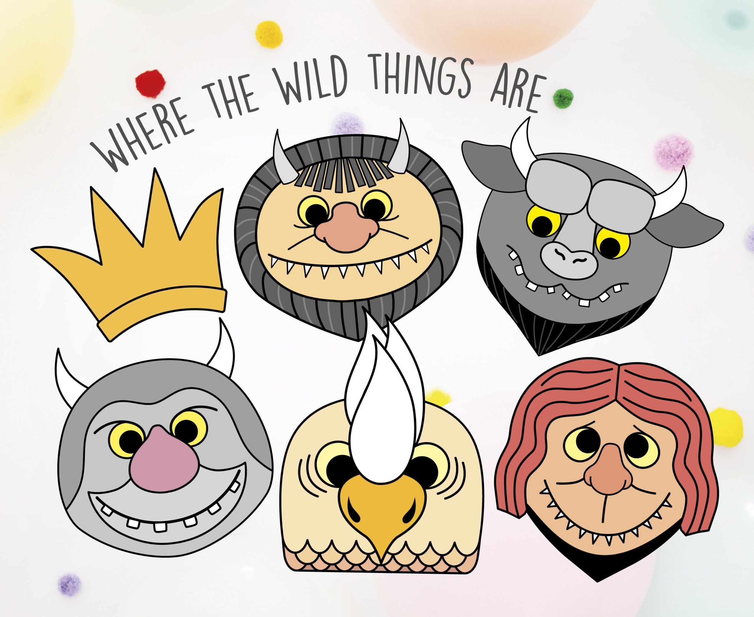 Where The Wild Things Are Where The Wild Things Are Photo Props Masks Printable Party Decorations Digital Download Instant Kids Etsy