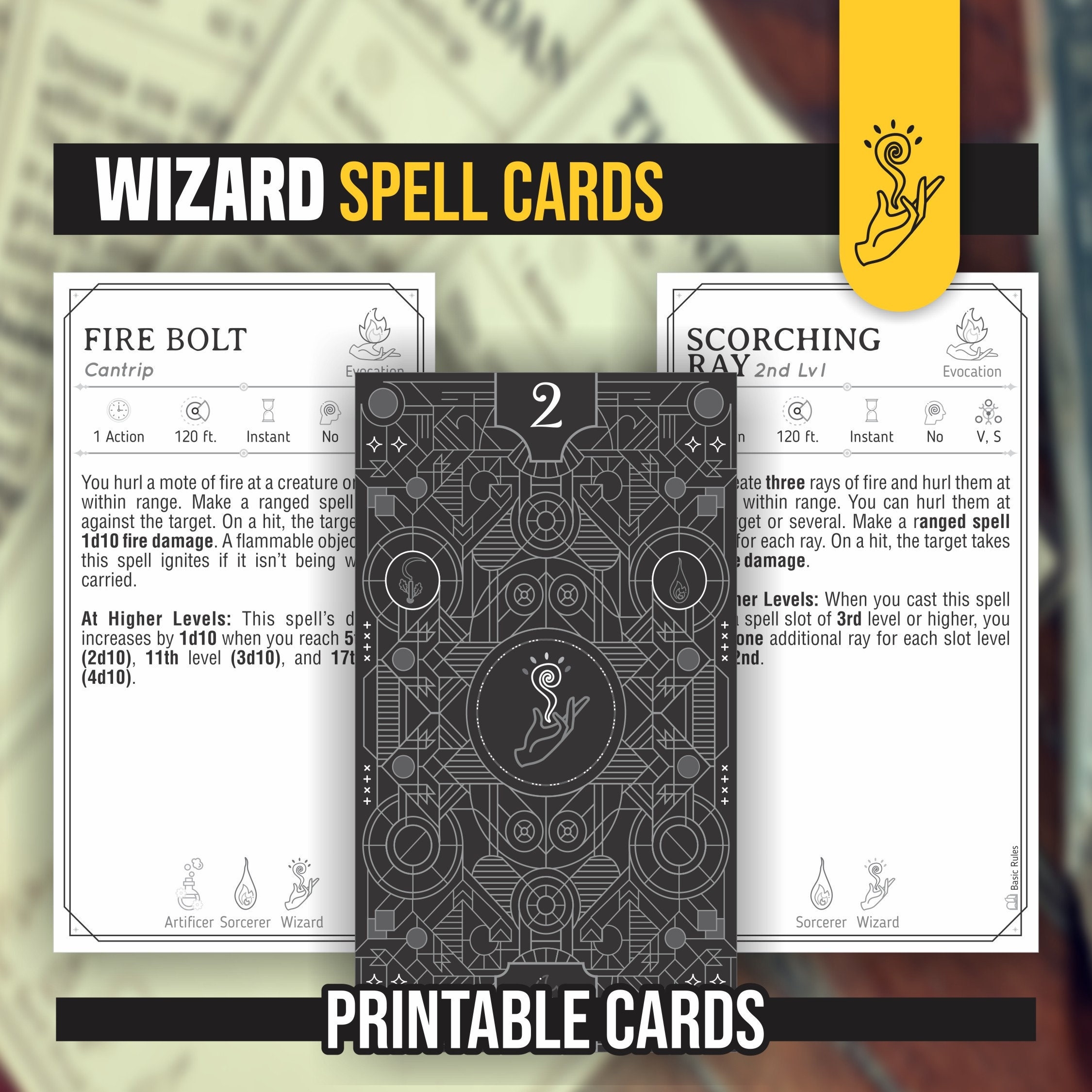 WIZARD Spell Cards For Dnd 5e Form Fillable Pdfs Included Dungeons And Dragons D D Printable Spell Cards Etsy UK