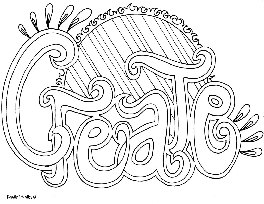 Word Coloring Pages DOODLE ART ALLEY